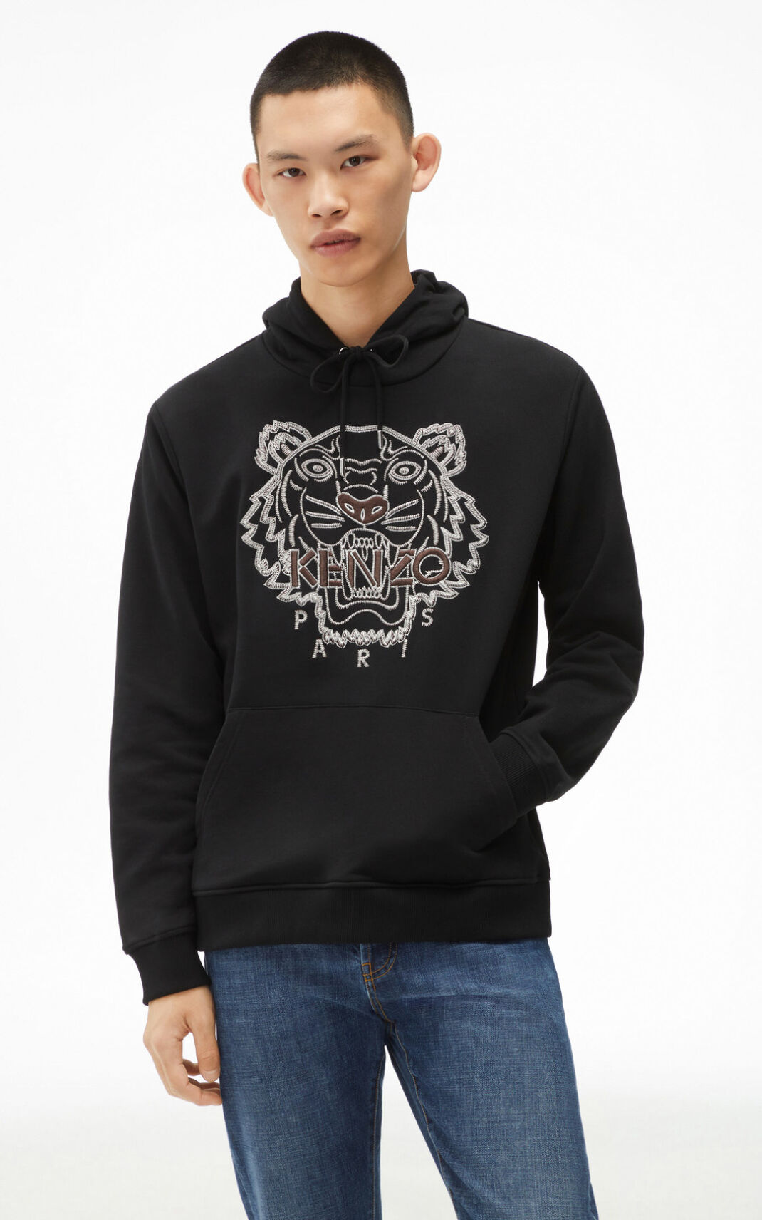 Sudaderas Con Capucha Kenzo Tiger Hombre Negras AUR105384